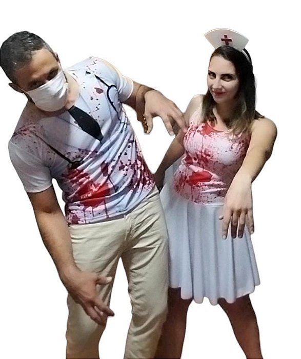 Camiseta médico zumbi adulto