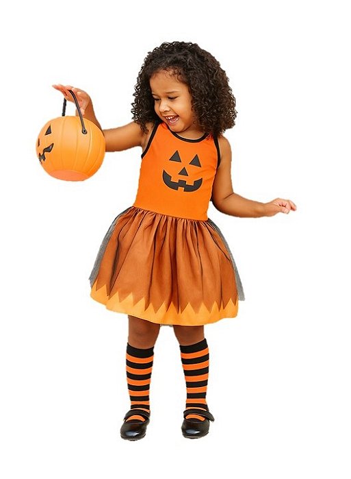 Fantasia Vestido Abóbora infantil