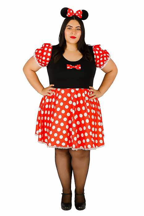 Fantasia vestido Minnie Ratinha plus size com tiara