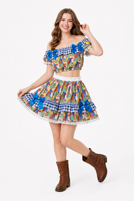 Conjunto Junino Juvenil Ombro a Ombro com Laços