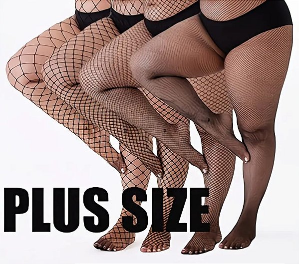 Meia arrastão Plus Size - trama larga