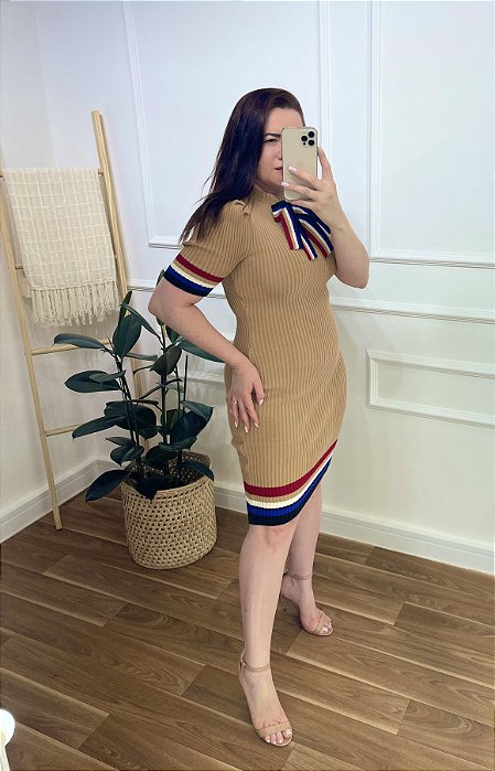 Vestido tricô laço
