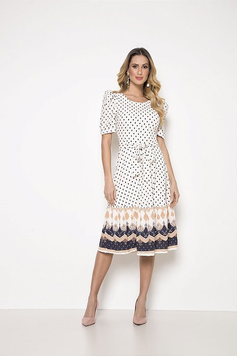 Vestido crepe estampado 110cm