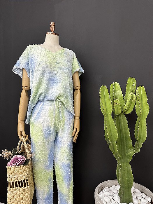 Conjunto Artesanal Tie Day  -  calça Jogger +  blusa