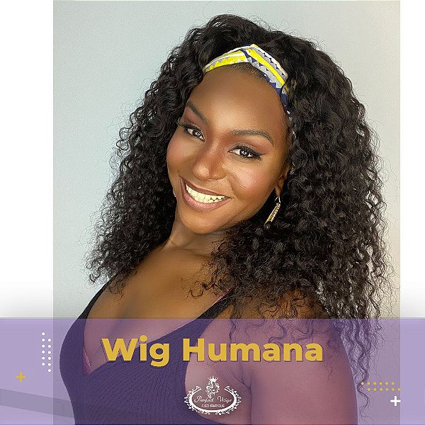 HEADBAND - WIG COM FAIXA CHANEL CACHEADA DE CABELO HUMANO