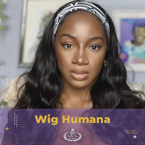 HEADBAND - WIG COM FAIXA ONDULADA DE CABELO HUMANO