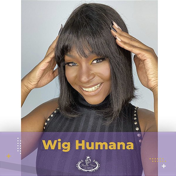 WIG DE FRANJA 30CM LISA COR PRETA CABELO HUMANO