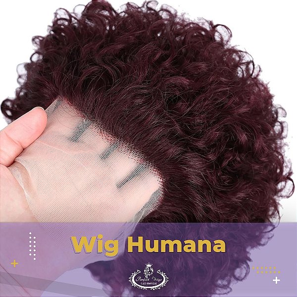 WIG DE CABELO HUMANO COM ACABAMENTO EM TELA 5CM RUIVA