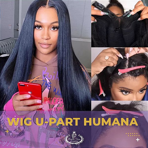 WIG U-PARTE DE CABELO HUMANO LISO