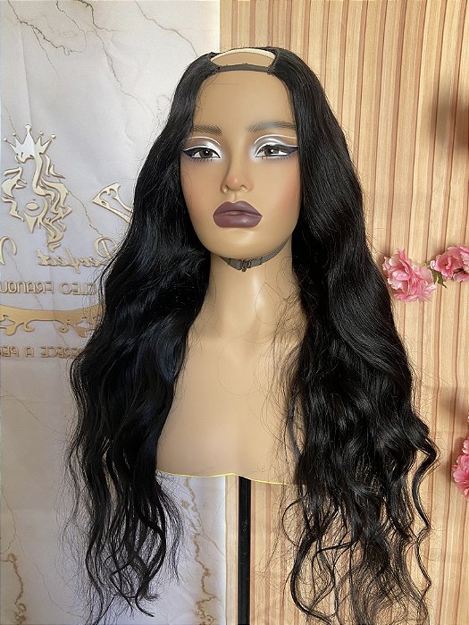 WIG U-PARTE DE CABELO HUMANO ONDULADO