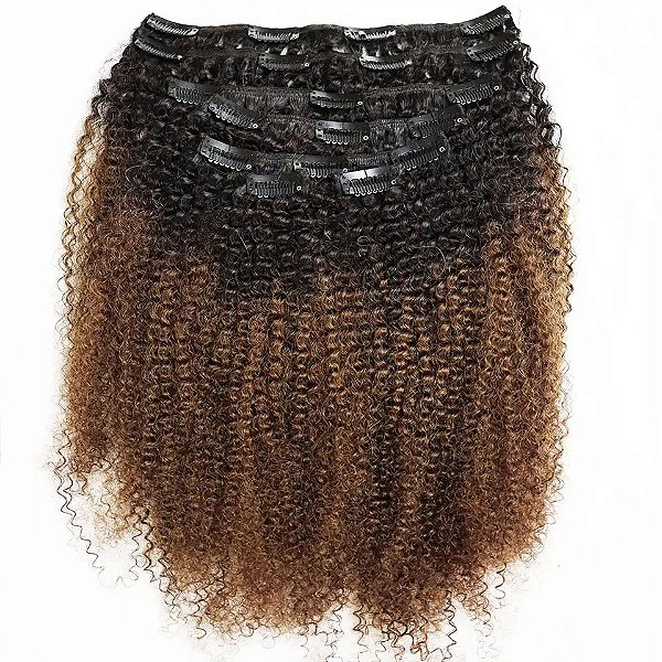 APLIQUE TIC TAC DE CABELO HUMANO CACHO 4B COM OMBRE HAIR CHOCOLATE - KIT COM 120GRAMAS