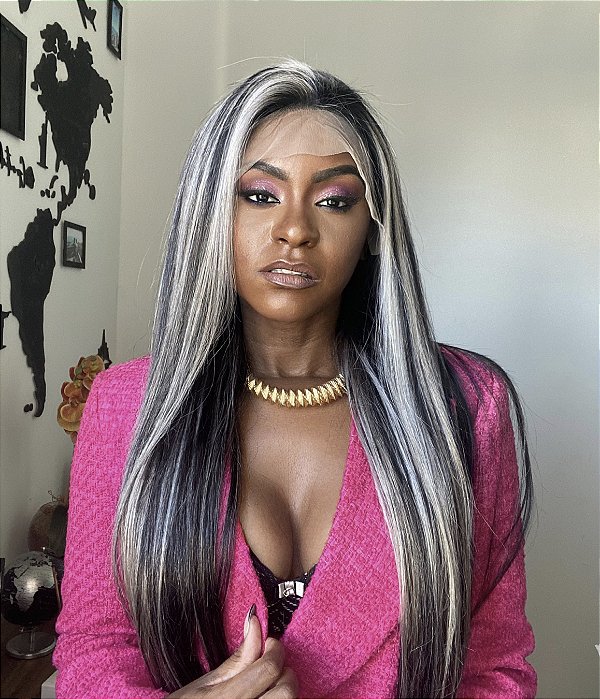 LACE DE CABELO HUMANO 75CM PRETO E BRANCO