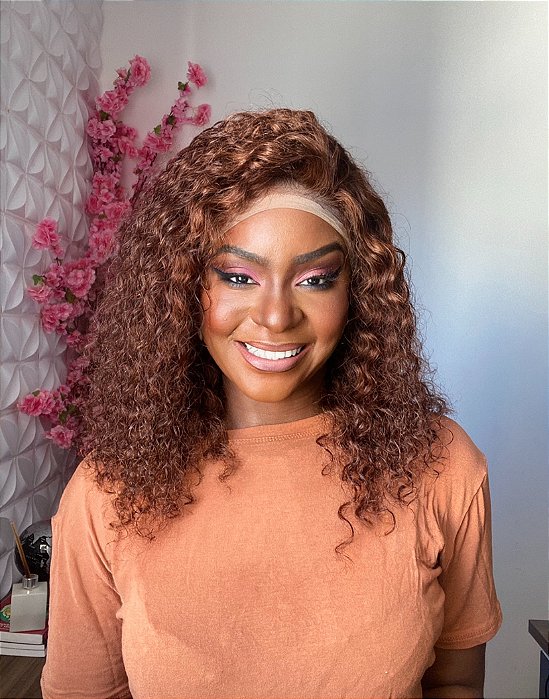 LACE DE CABELO HUMANO CACHEADO 40cm cor chocolate