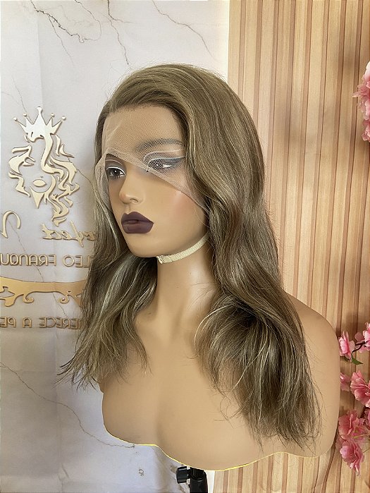 LACE HUMANA LISA 40cm  loiro escuro com reflexos