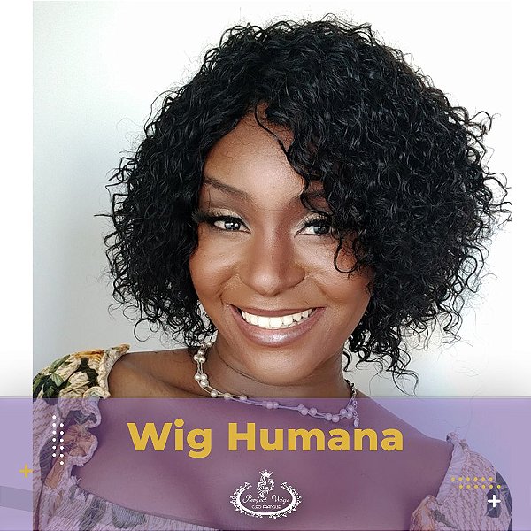 WIG DE CABELO HUMANO CACHEADO 10CM