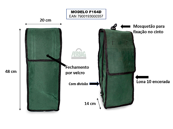 Bolsa para Luvas com divisão 480 x 200 x 140mm F164D Ferbag