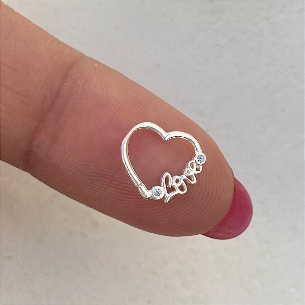 Piercing Coração Love 2 zircônias