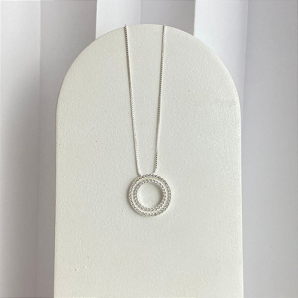 Colar Circulo Duplo Cravejado