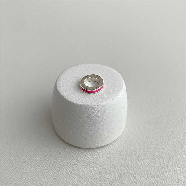 Berloque Prata Separador Rosa Neon