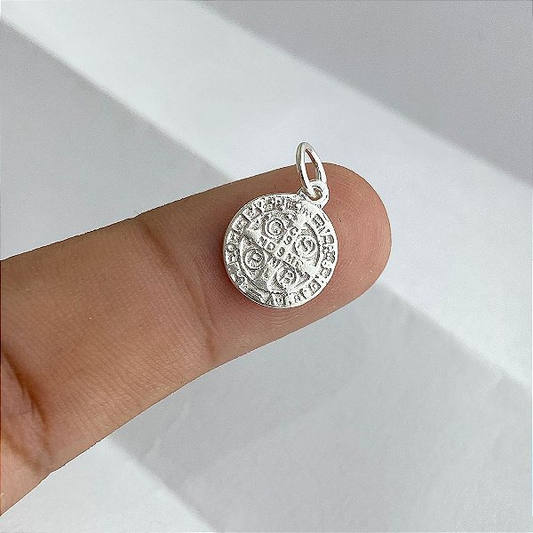 PINGENTE PRATA MEDALHA SAO BENTO 8MM