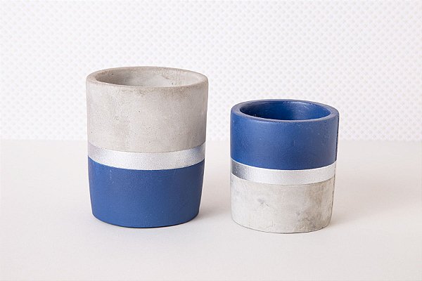 Vaso de cimento com filete Azul