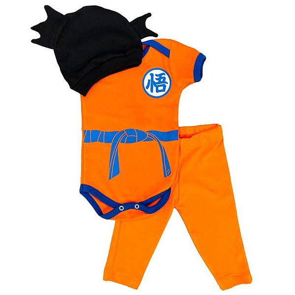 Conjunto Bebê Body e Calça Goku Dragon Ball Z com Touquinha Cabelo| Ba -  Baby Dress - Loja Especializada em Moda Infantil