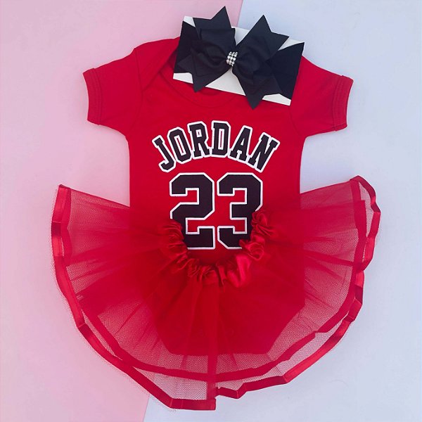 Kit Body Bebê Luxo Tule Basquete NBA Jordan Menina