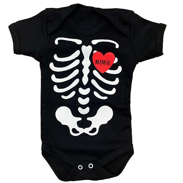 Body Bebê Halloween Esqueleto