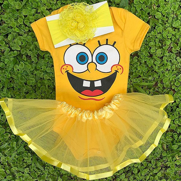 Kit Body Bebe Luxo Tule Bob Esponja Baby Dress Baby Dress Loja Especializada Em Moda Infantil