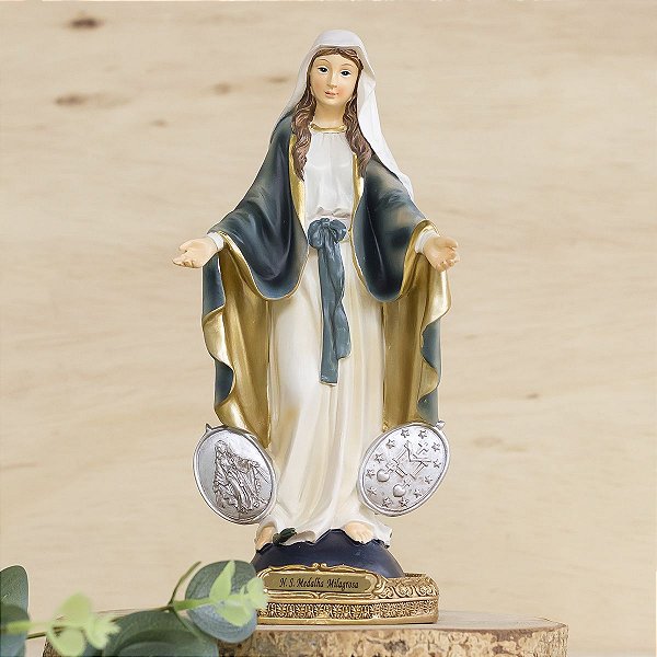 Maria Medalha  Milagrosa de Resina 20x9x9cm