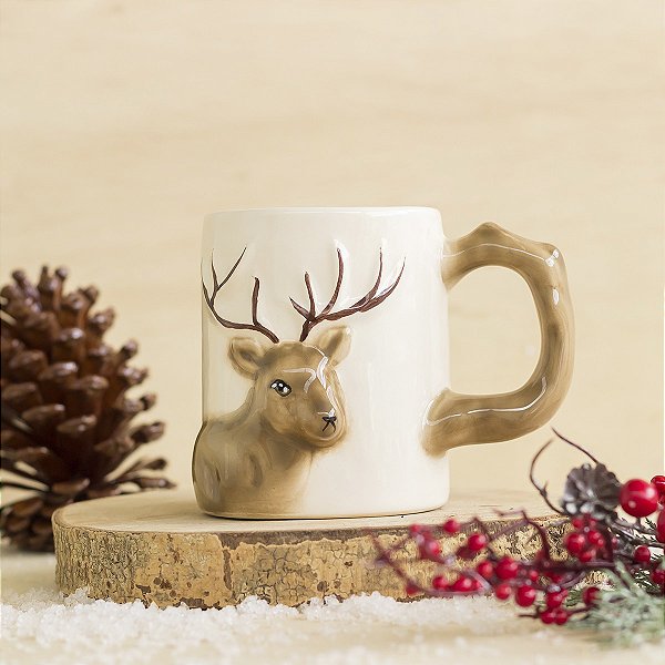 Caneca Alce de Cerâmica -  Luiz Salvador  10,5 x 0,8 x 8,0cm