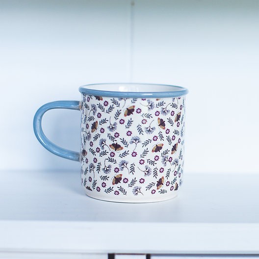 Caneca Floral de Cerâmica Rosa  10 x 7cm