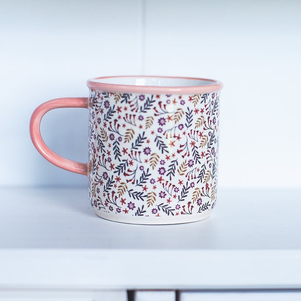 Caneca de Cerâmica  Floral  Rosa 10 x 7cm