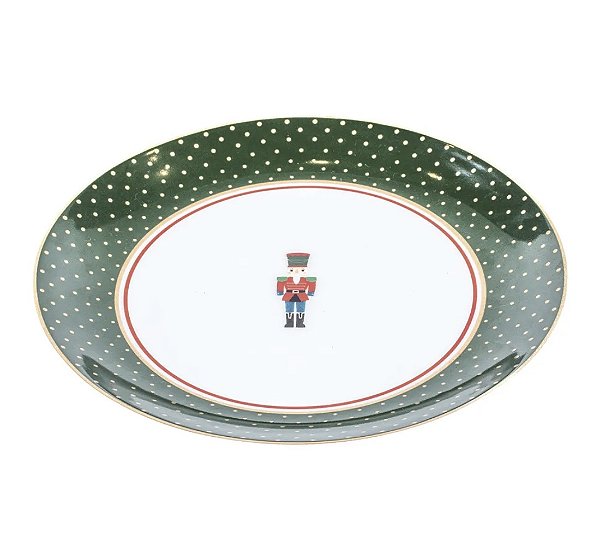 6 Prato Sobremesa de Cerâmica Quebra Nozes Verde 19cm