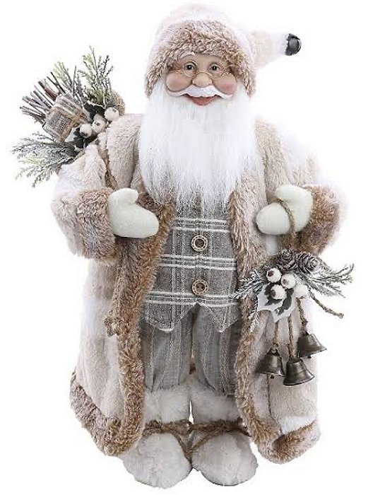 Papai Noel  Bege com Galhos de Frutas 45 cm