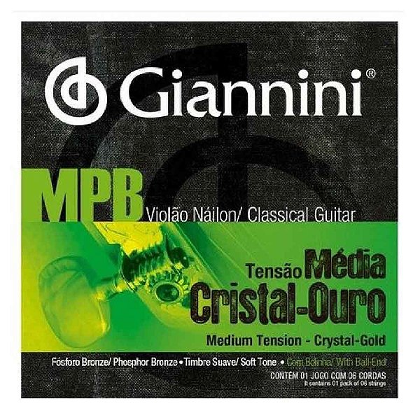 Encordoamento para Violão Nylon Giannini MPB - GENWG - Tensão Média - Cristal Ouro