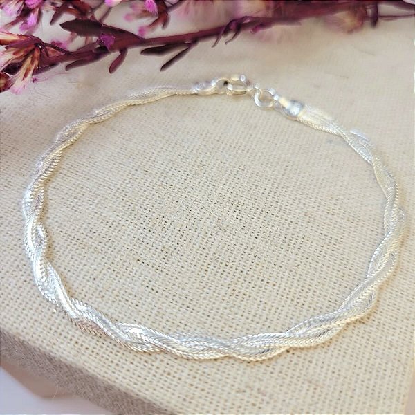 Pulseira trançada 18cm prata 925