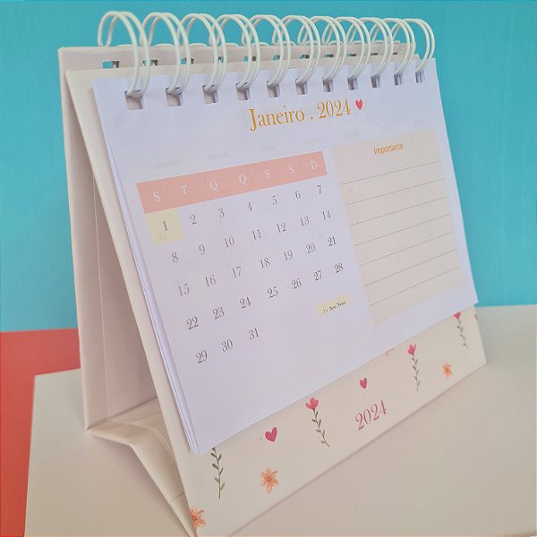 Calendário de mesa 2024 personalizado - Jujuba Papier - Planners, cadernos,  bloquinhos e diários