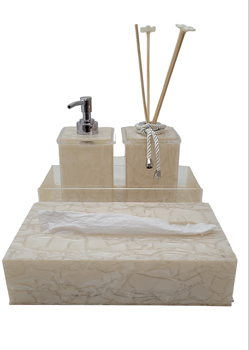 Kit Lavabo com Porta Papel (interfolha) Bege Pérola