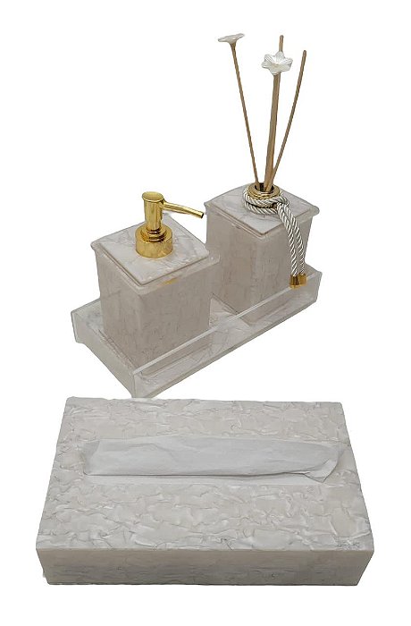 Kit Lavabo com Porta Papel (interfolha) Branco Perola