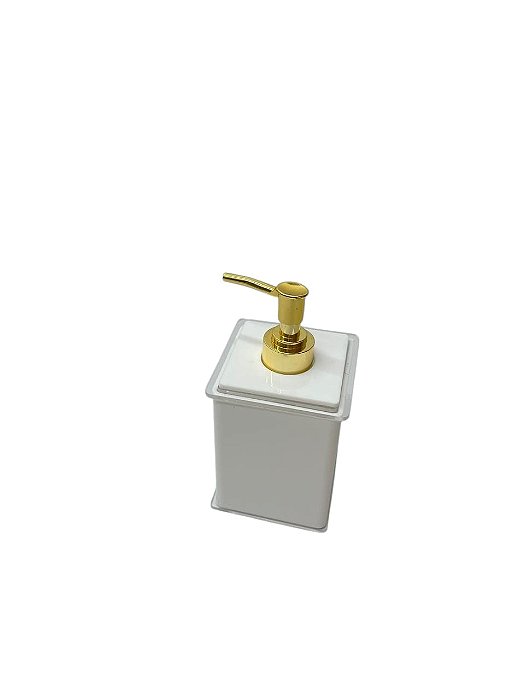 Saboneteira Liquida - Branco Liso com Dourado
