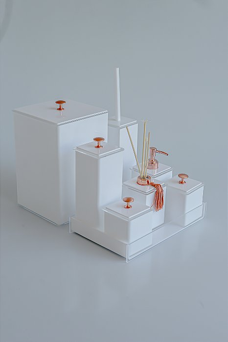 KIT 8 PEÇAS - Branco liso com rosê