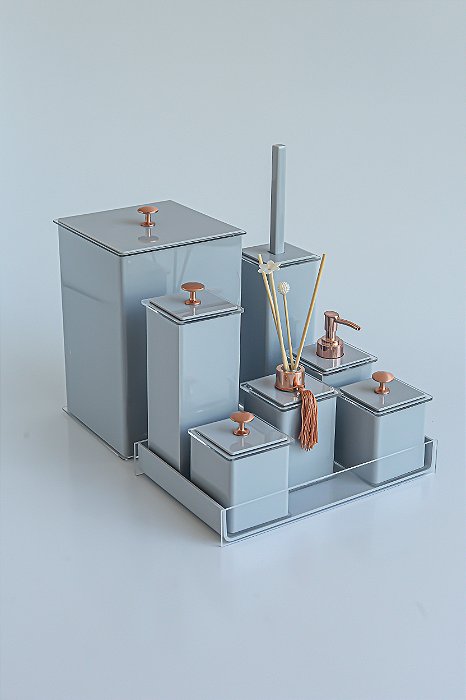 KIT 8 Peças - Cinza com rosê