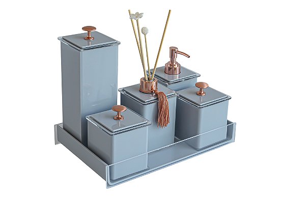 KIT 6 PEÇAS - Cinza com rosê
