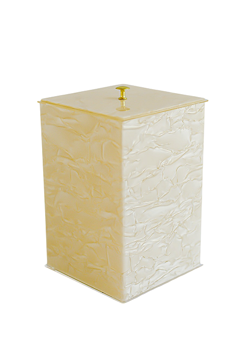 Lixeira Em Acrílico Para Lavabo - Bege Pérola com dourado