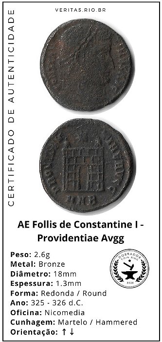 Moeda Romana Follis de Constantine I