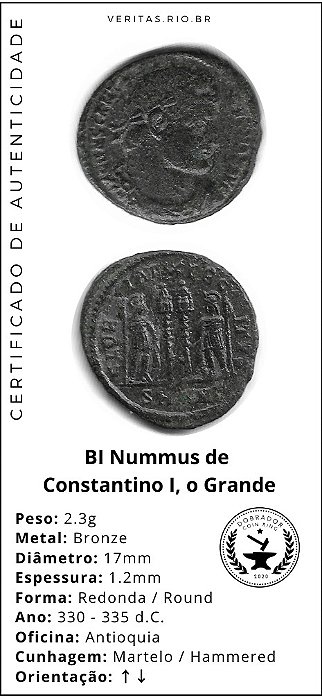 Moeda Romana  Nummus de Constantino I, o Grande