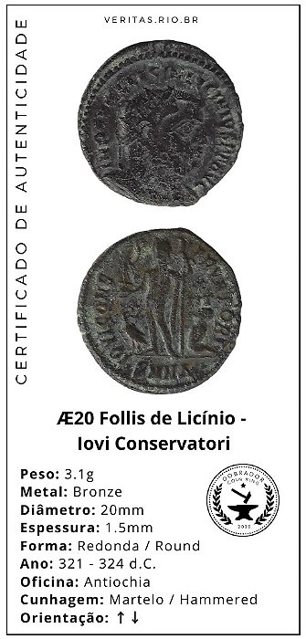 Moeda Romana   æ20  Follis de Licínio - Lovi Conservatori