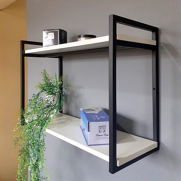 Prateleira Em MDF Branco Com Aros Em Metalon