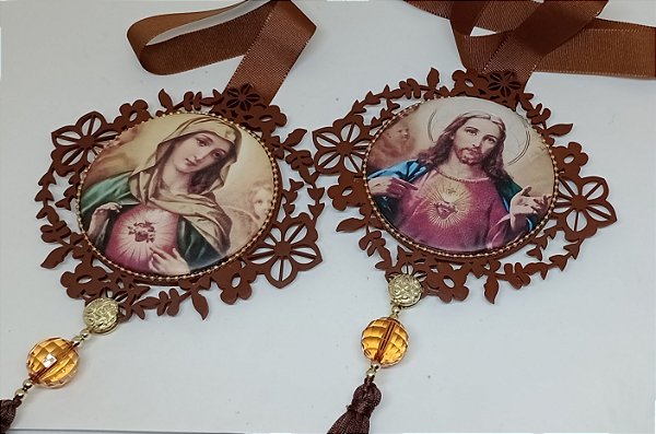 Escapulário de Porta Sagrado Coração de Jesus e Imaculado Coração de Maria